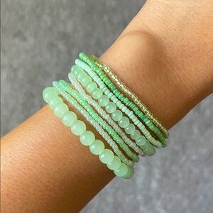 Elegant Green Beaded Bracelet Set